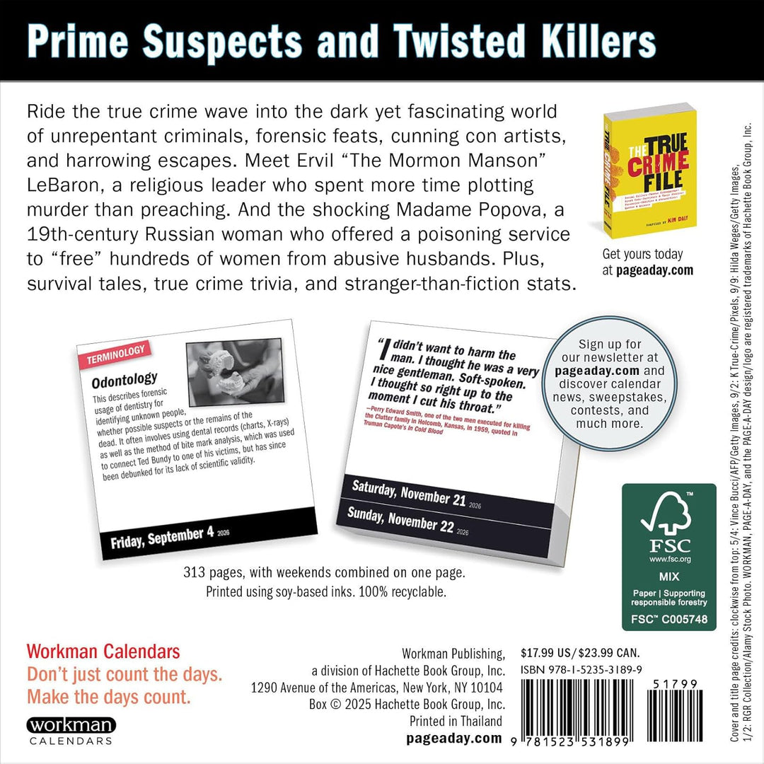 Page-A-Day Calendar 2026: Year Of True Crime