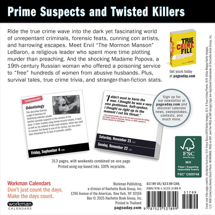 Page-A-Day Calendar 2026: Year Of True Crime