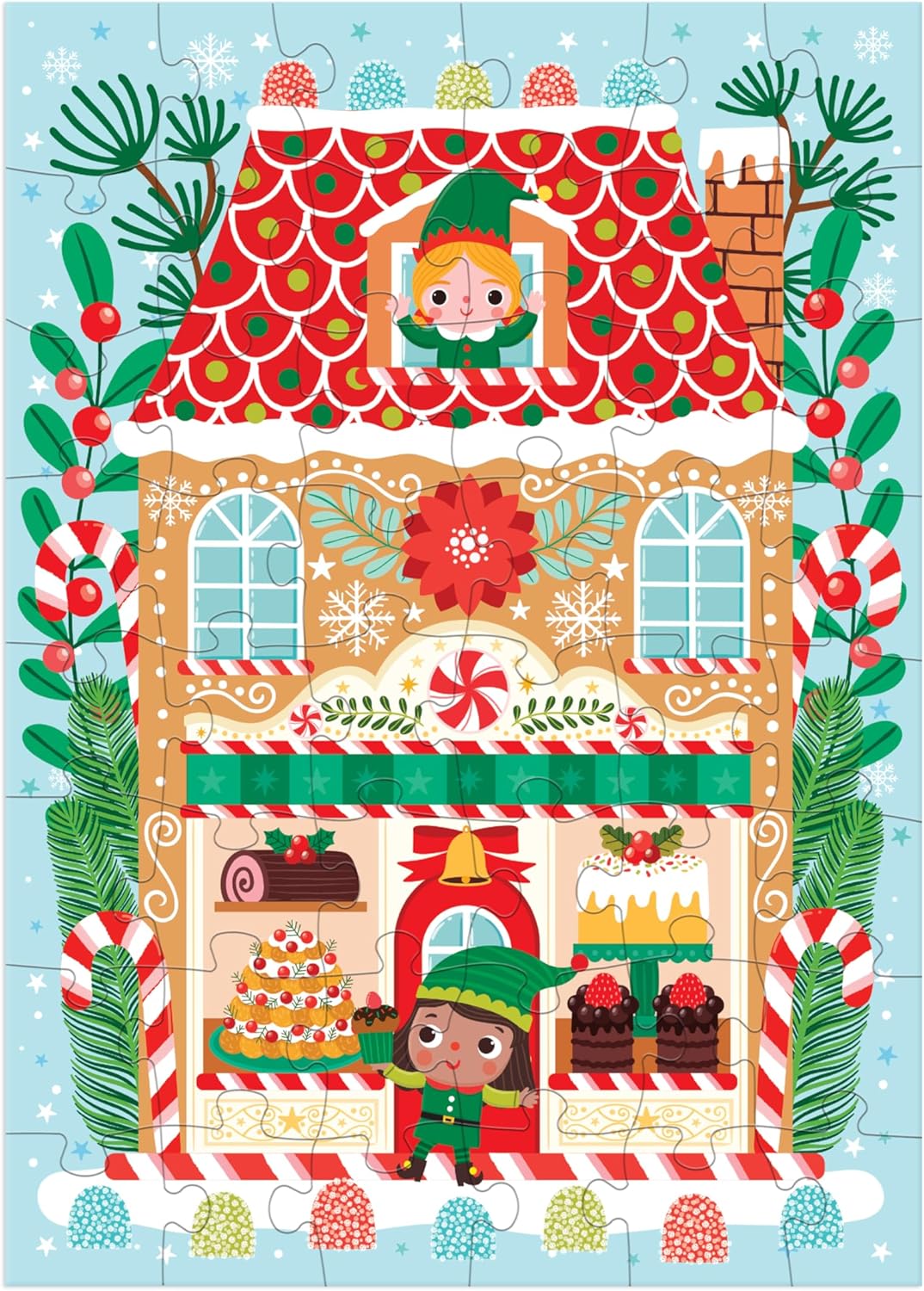 Santa's Bakery – 48 Piece House Shaped Puzzle Ornament