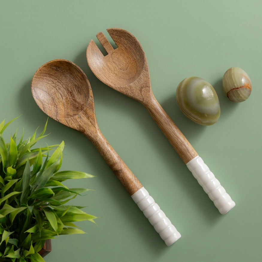 Mango Wood Salad Server Set