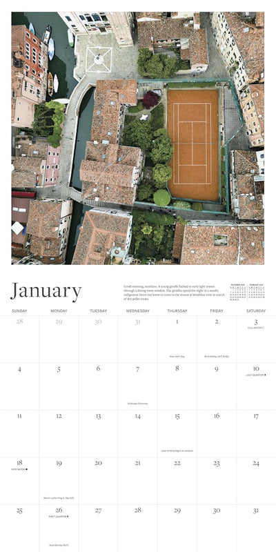 Wall Calendar 2026: Tennis Courts