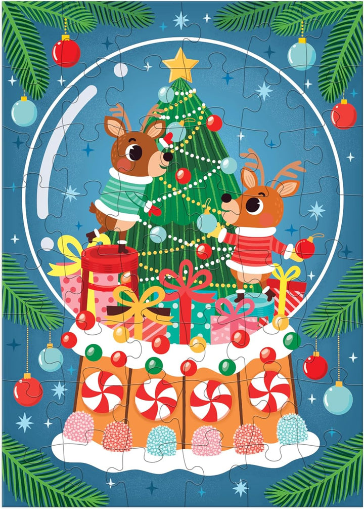 Reindeer Snow Globe – 48 Piece Pyramid Shaped Puzzle Ornament