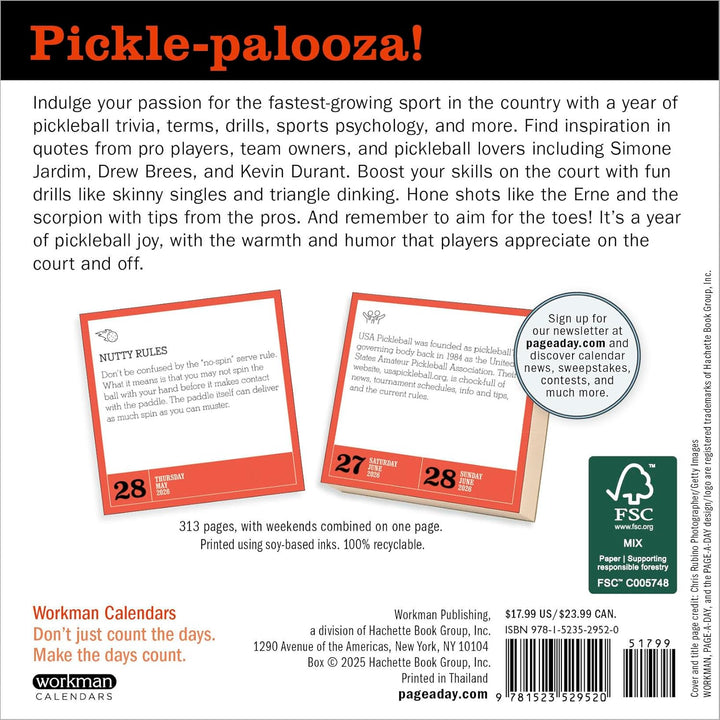 Page-A-Day Calendar 2026: Pickleball Is Life