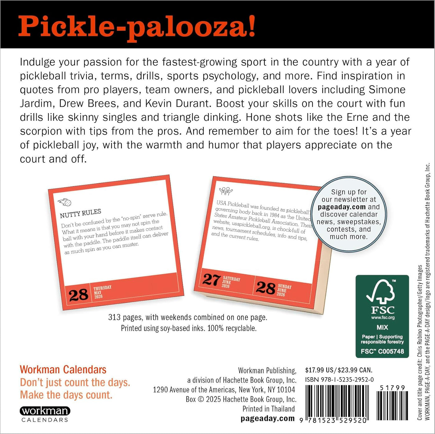 Page-A-Day Calendar 2026: Pickleball Is Life