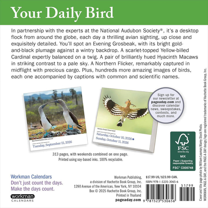 Page-A-Day Calendar 2026: Audubon Birds