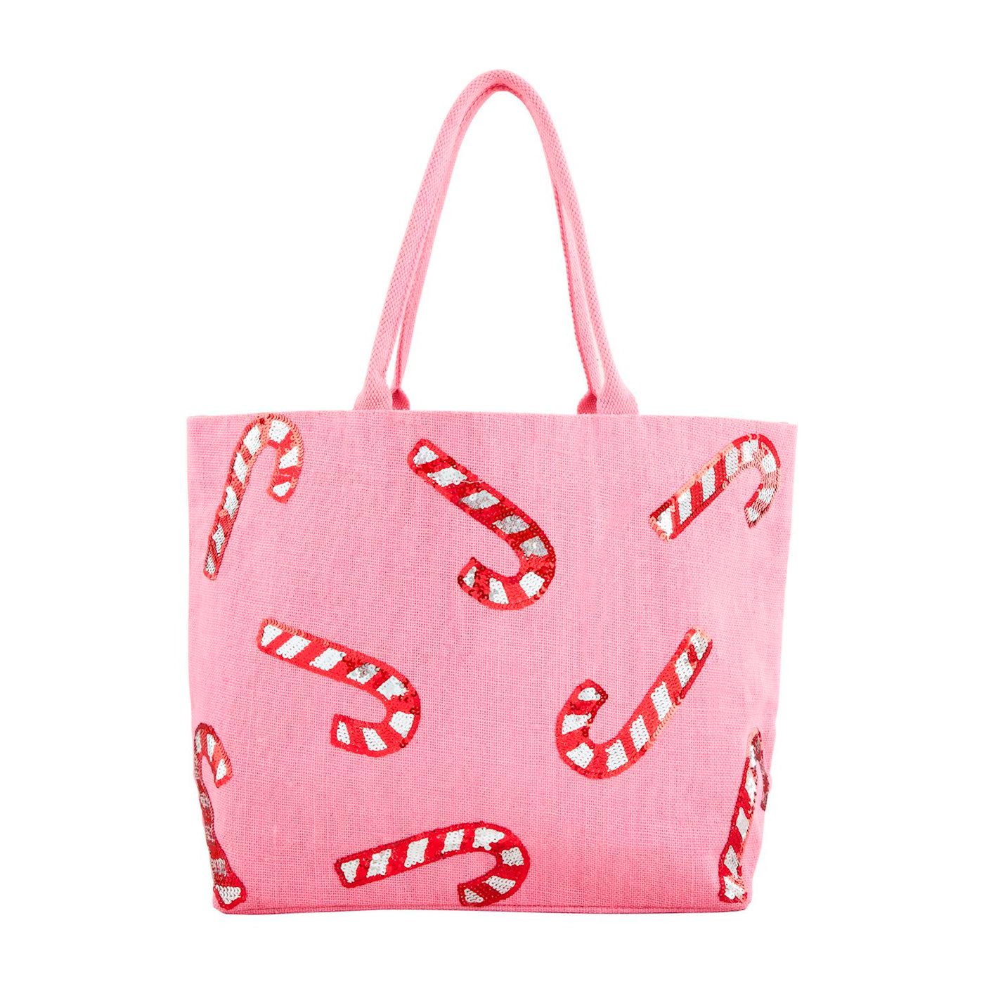 Holiday Sparkle Tote Bag - Candy Cane