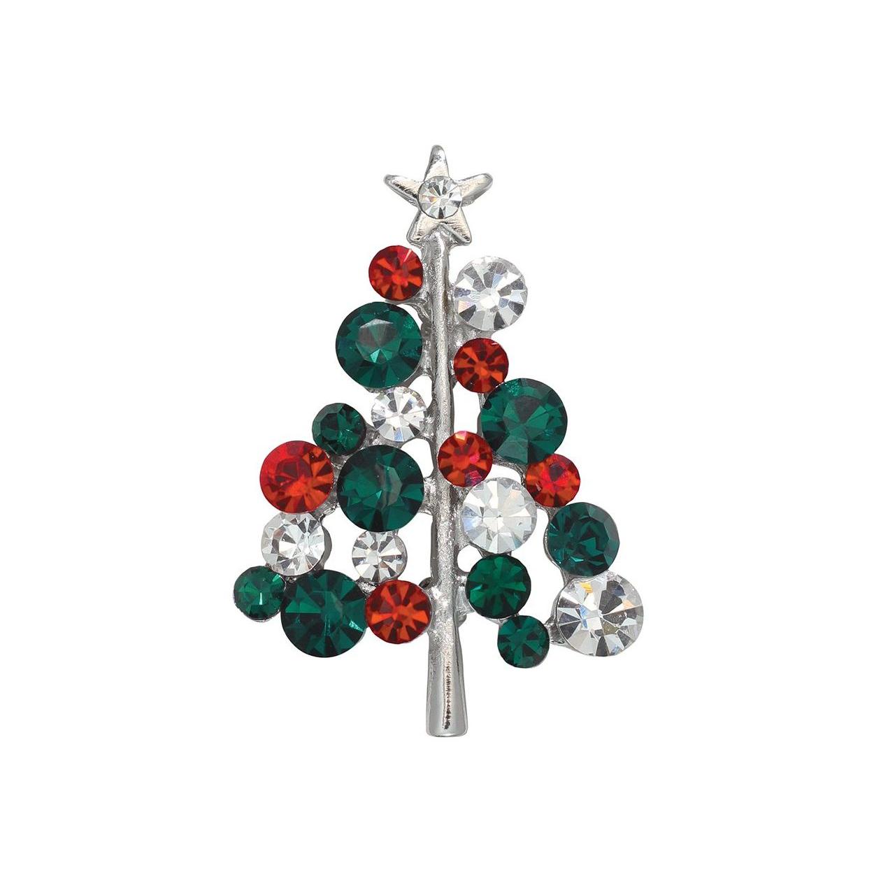 Sparkling Jeweled Christmas Tree Pin