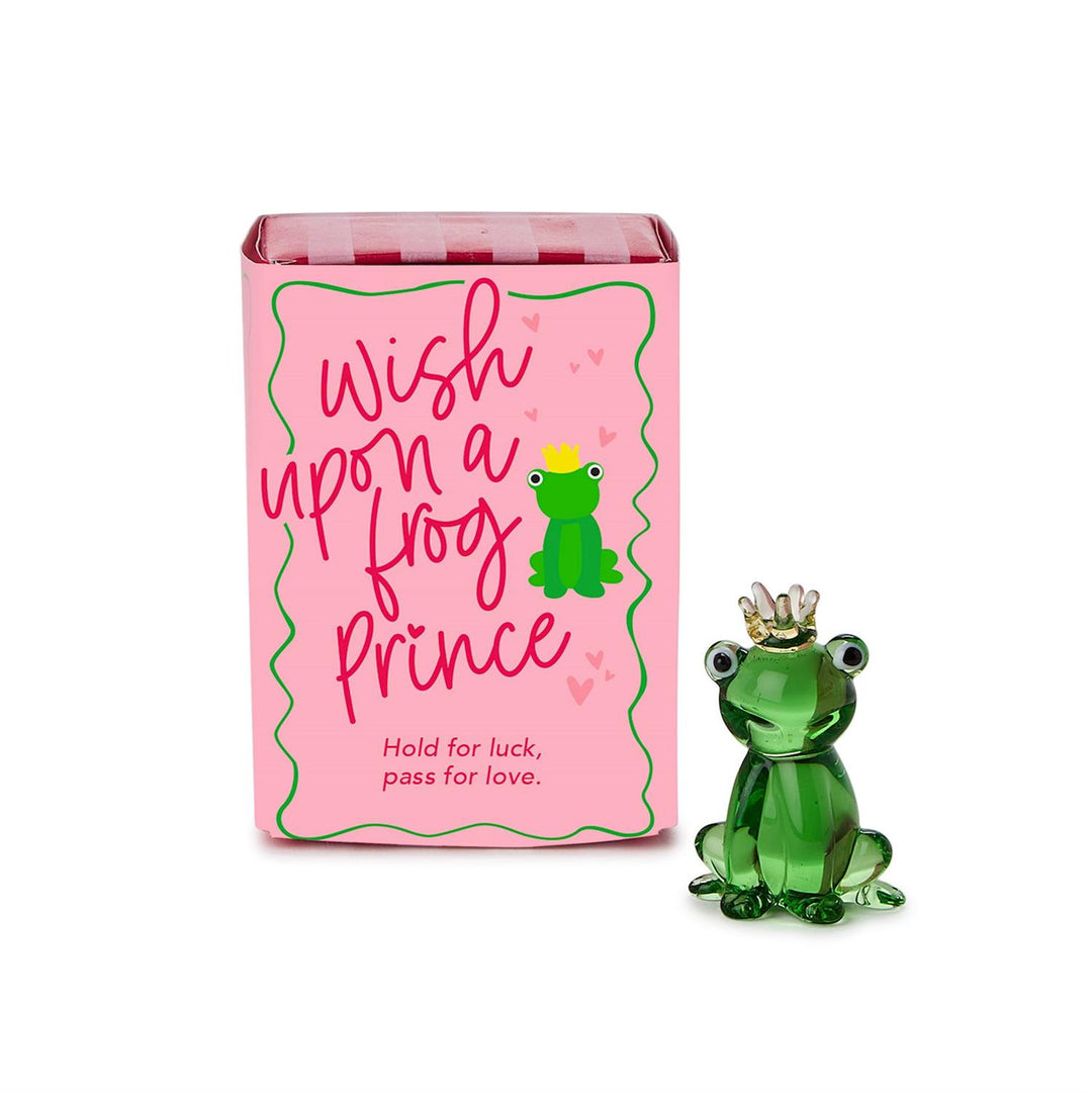 Wish Upon A Frog Prince Hand-Blown Frog In Matchbox