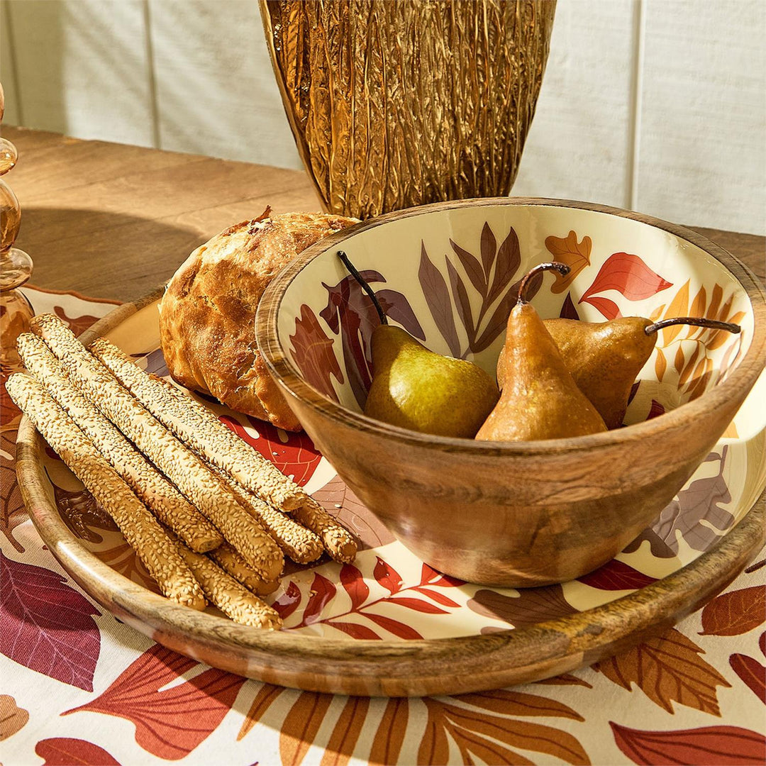 Falling Leaves Hand-Crafted Wood Tray - Large
