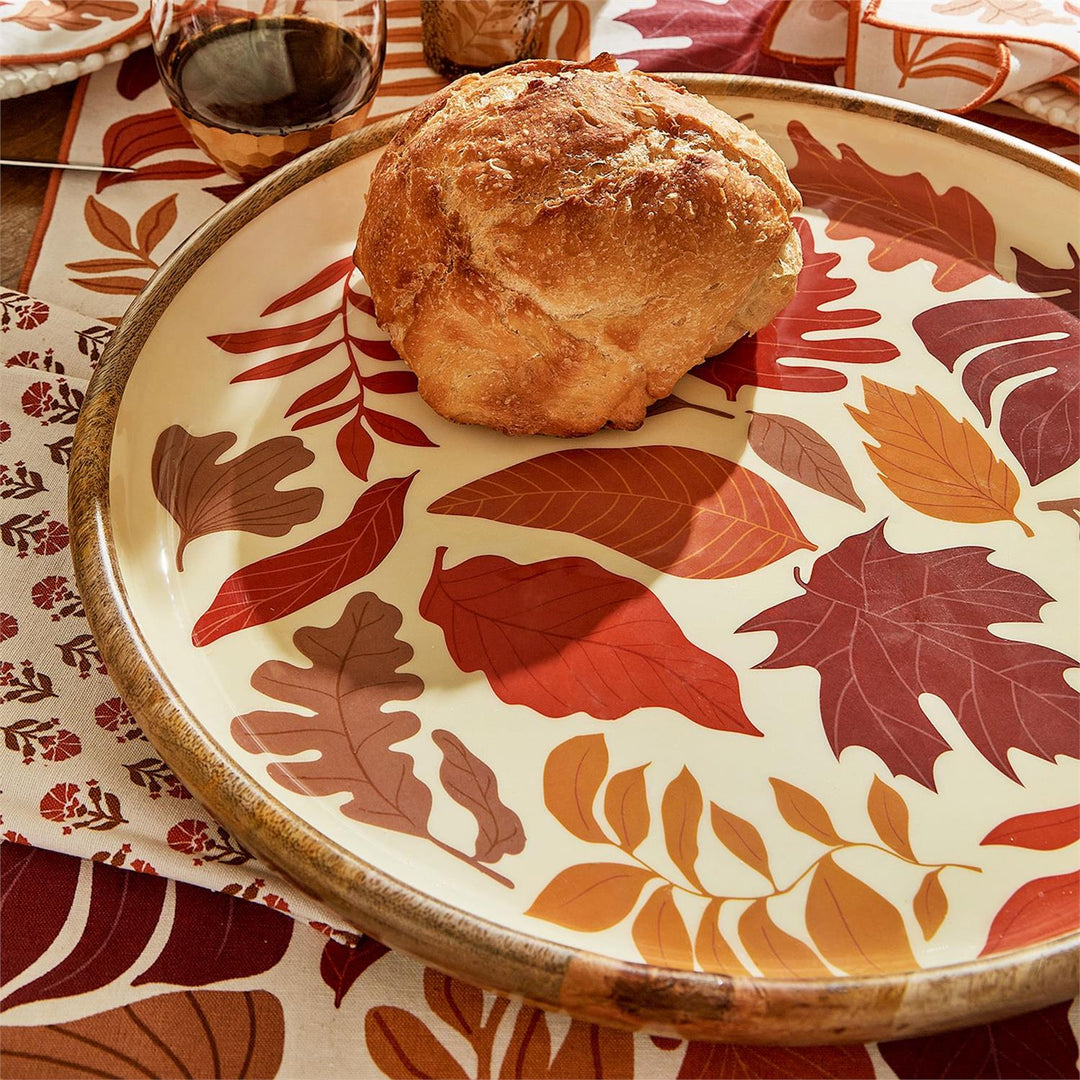 Falling Leaves Hand-Crafted Wood Tray - Large