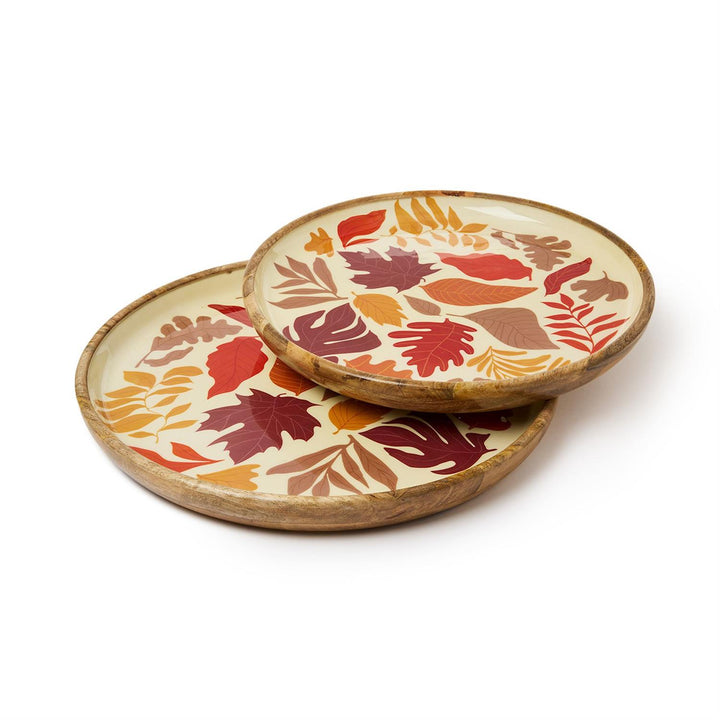 Falling Leaves Hand-Crafted Wood Tray - Large