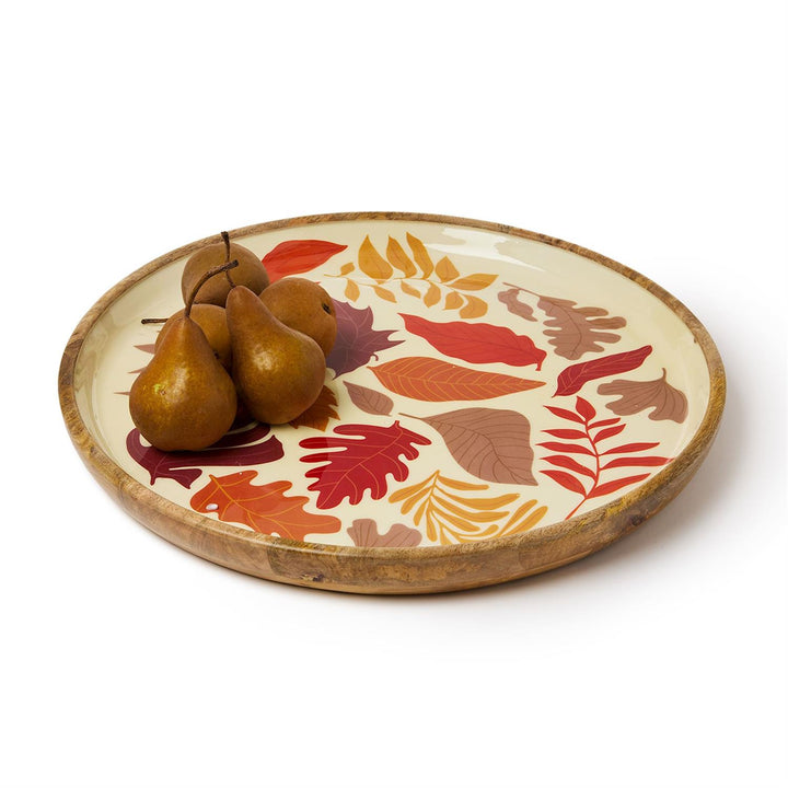 Falling Leaves Hand-Crafted Wood Tray - Large