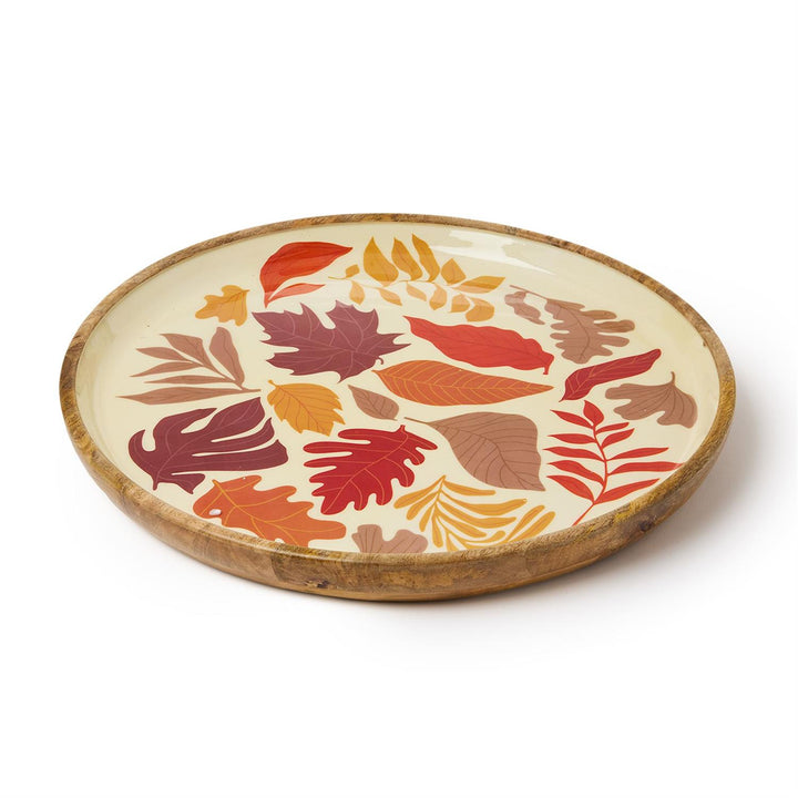 Falling Leaves Hand-Crafted Wood Tray - Large