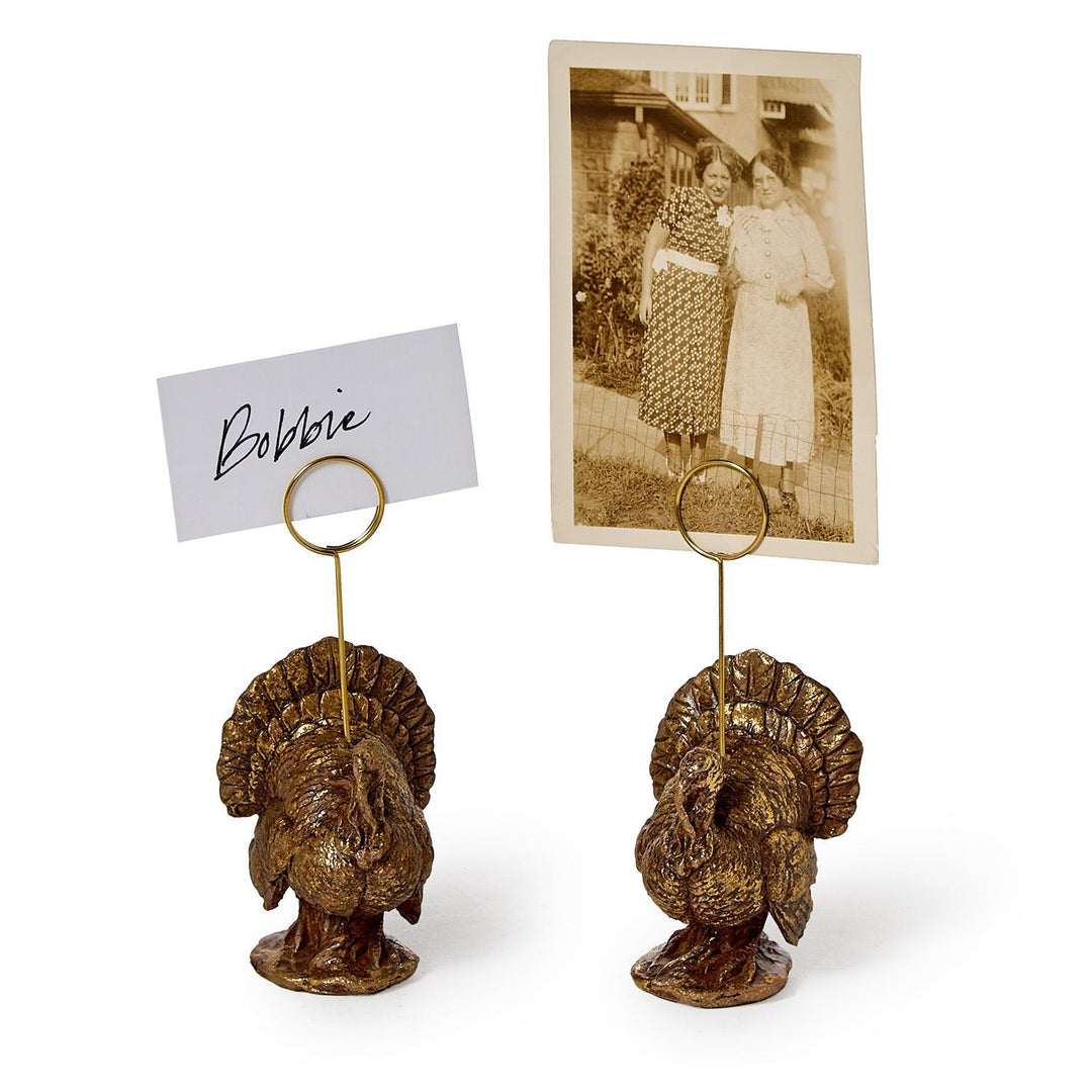 Golden Turkey Place Card Holder