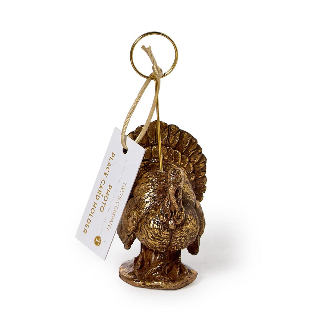 Golden Turkey Place Card Holder