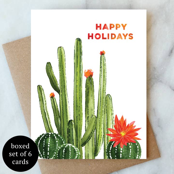 Blooming Cactus Holiday Boxed Cards- Set of 6