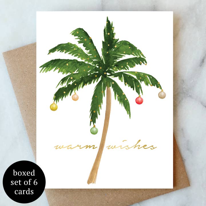 Christmas Palm Tree Holiday Boxed Cards- Set of 6