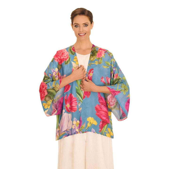 Floral Study Kimono Jacket - Denim