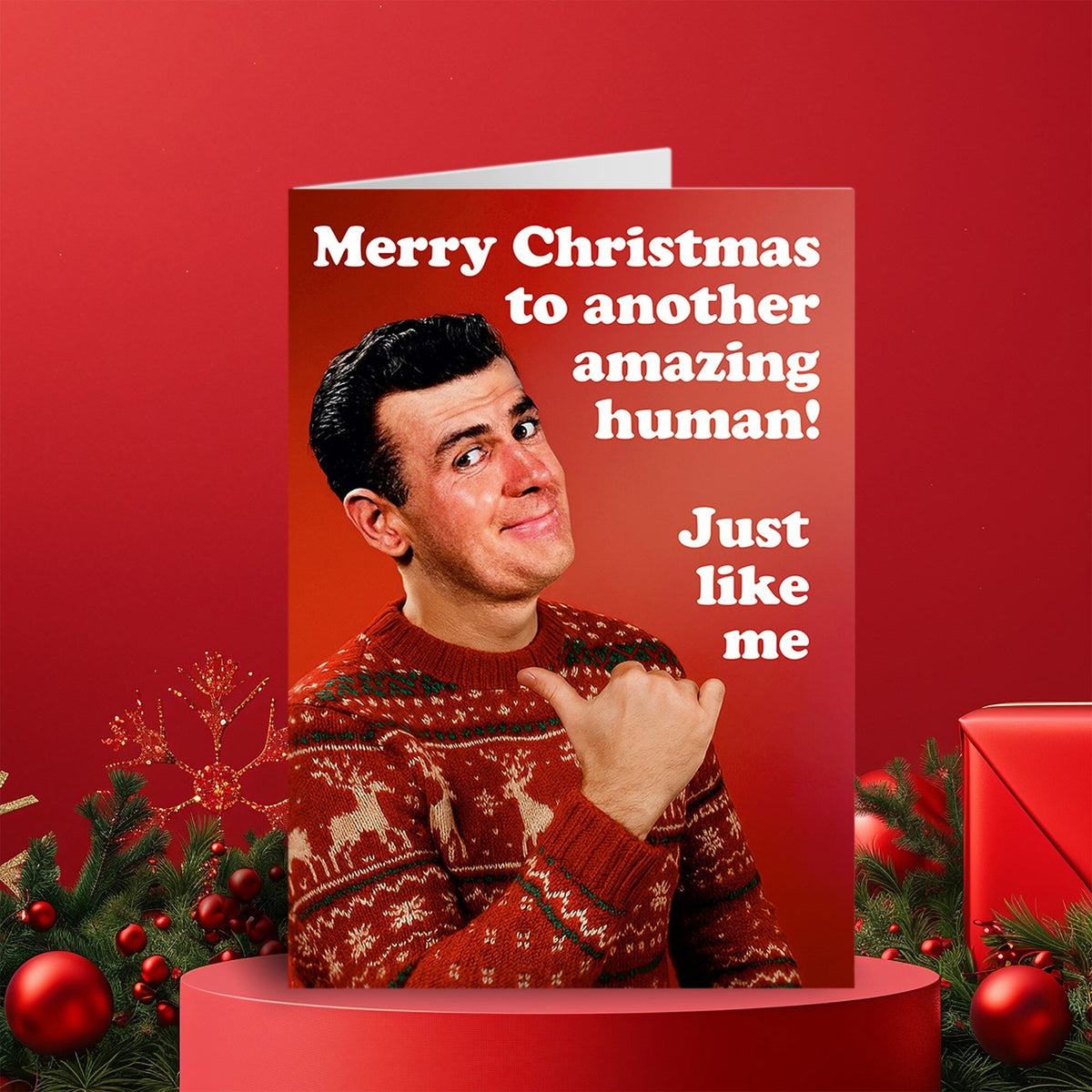 Merry Christmas To Another Amazing Human Greeting Card - Just Fabulous Palm Springs