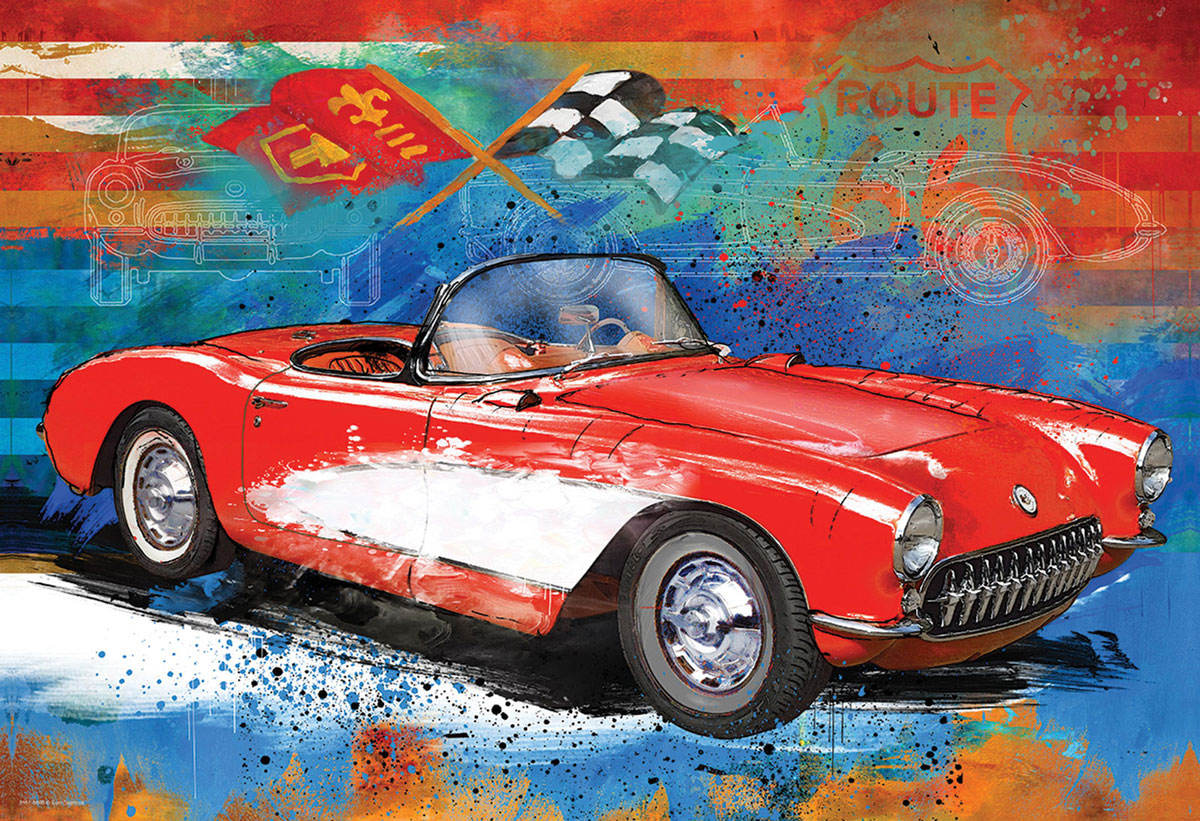 Corvette Cruising Tin Puzzle