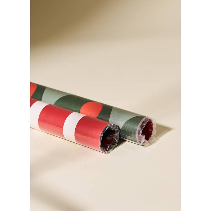 Olive & Red Stripe Double Sided Wrapping Paper