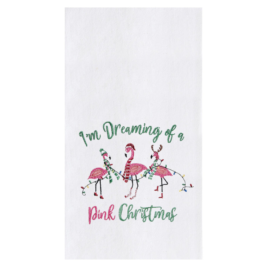Pink Flamingo Christmas Kitchen Towel