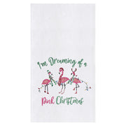 Pink Flamingo Christmas Kitchen Towel
