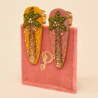 Palm Trees Jeweled Hair Clips