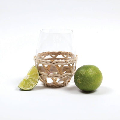 Natural Rattan Stemless Wine Glass