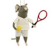 Tennis Player Guy Mouse Felt Ornament