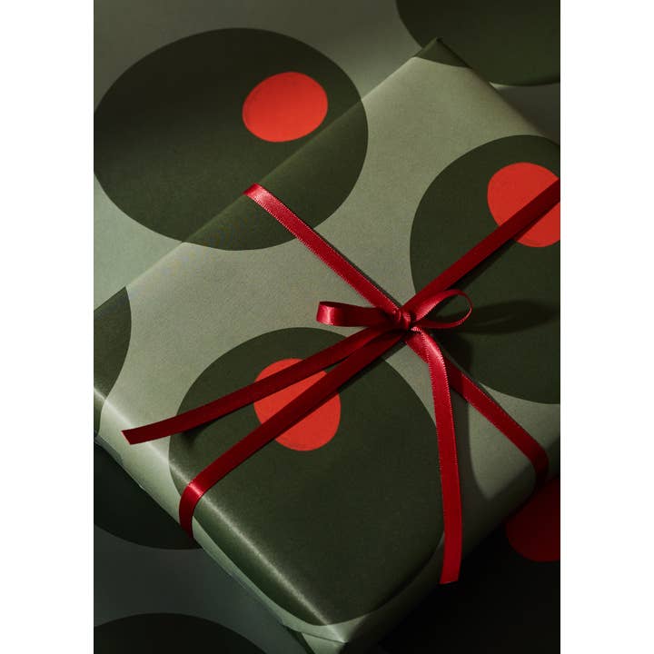Olive & Red Stripe Double Sided Wrapping Paper