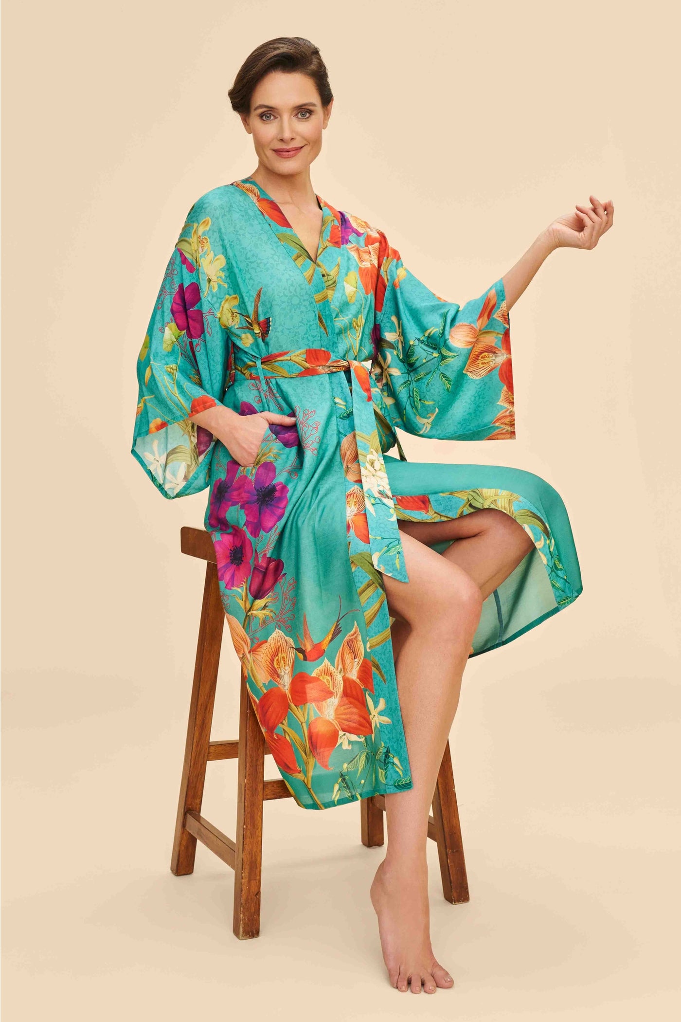 Hummingbird At Dusk Kimono Gown