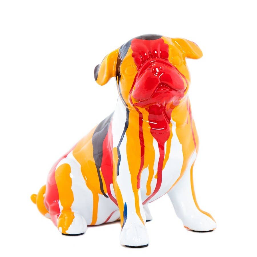 Splatter Art Sitting Bulldog - 7.5" tall