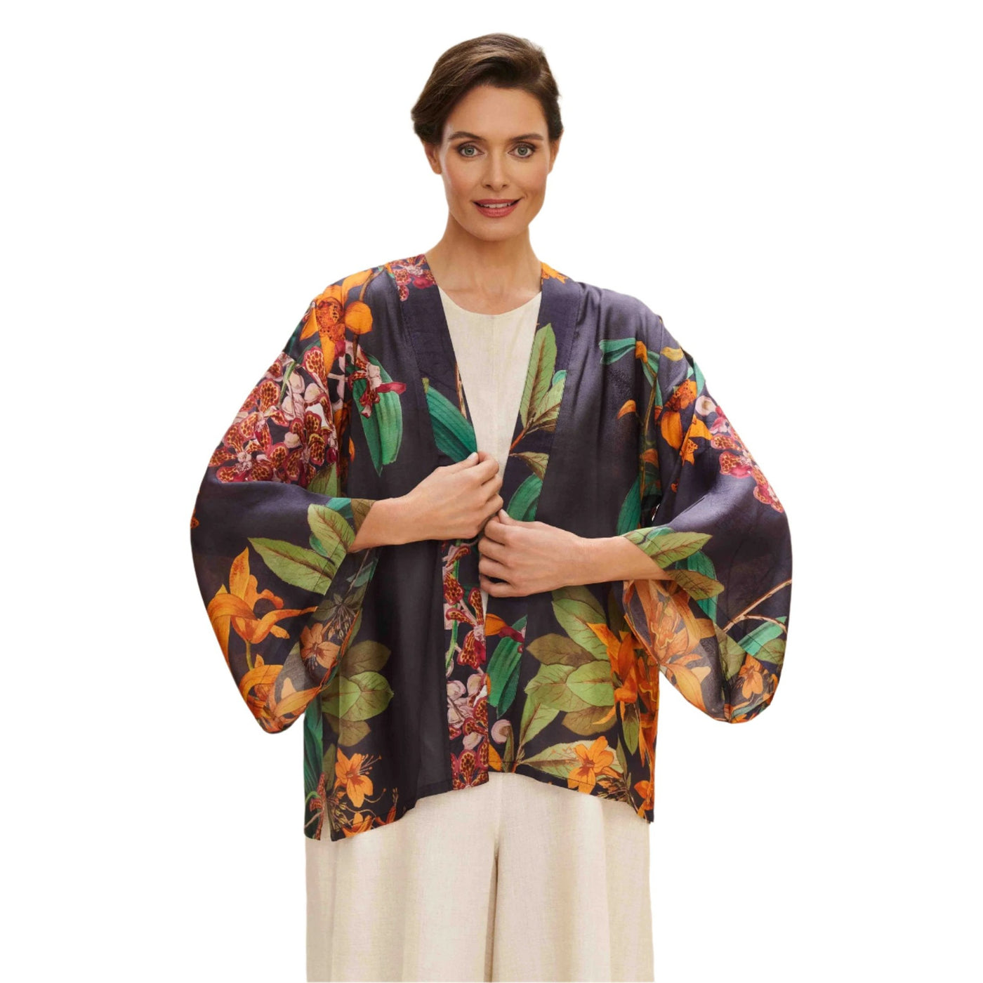 Botany Bliss Kimono Jacket - Charcoal