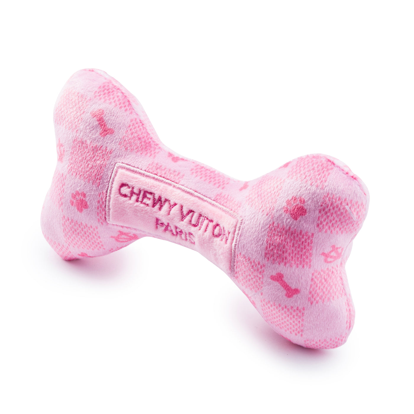 Pink Checker Chewy Vuiton Bone Toy - Small