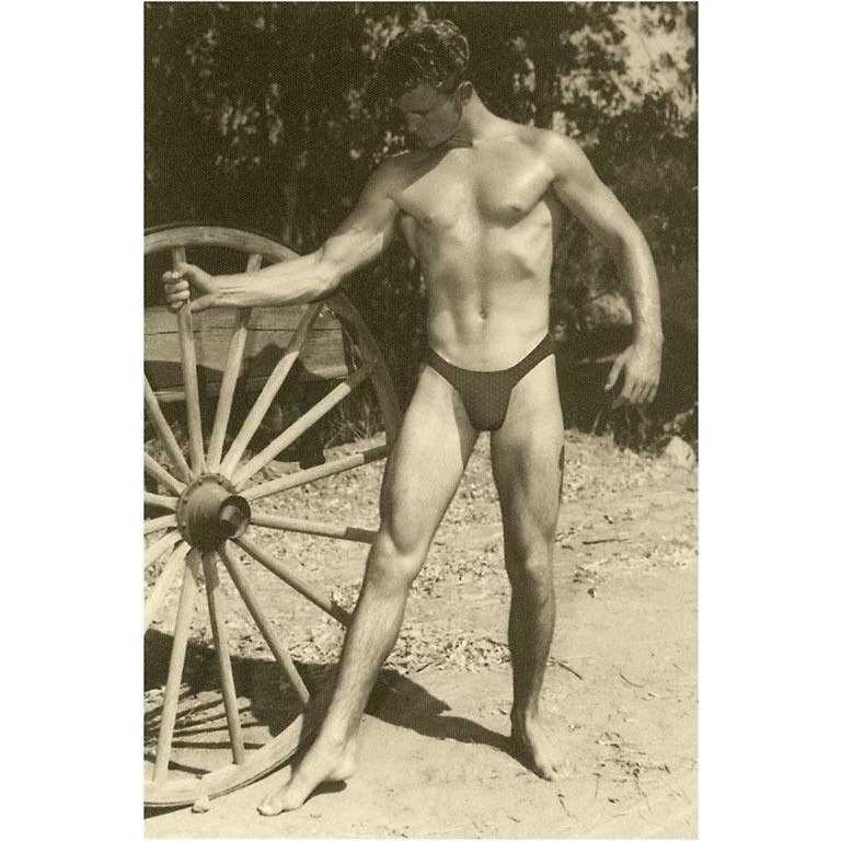 Muscle Man With Wagon Wheel Note Card