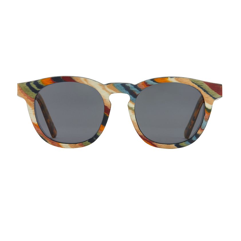 Origins Round Keyhole Polarized Sunglasses - Rainbow Wood