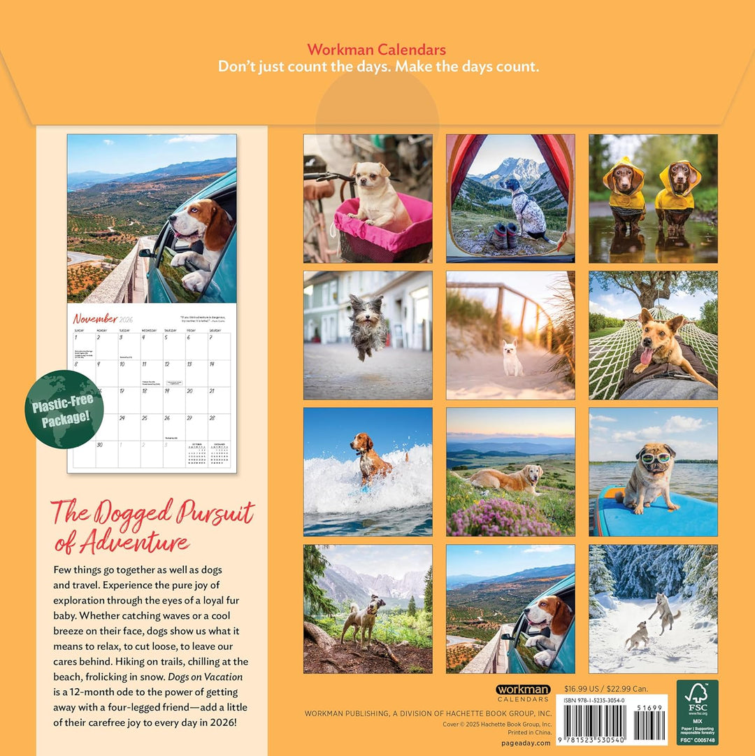 Wall Calendar 2026: Dogs On Vacation