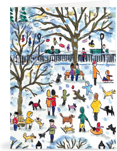 Michael Storrings Dog Park In Four Seasons Notecard Set