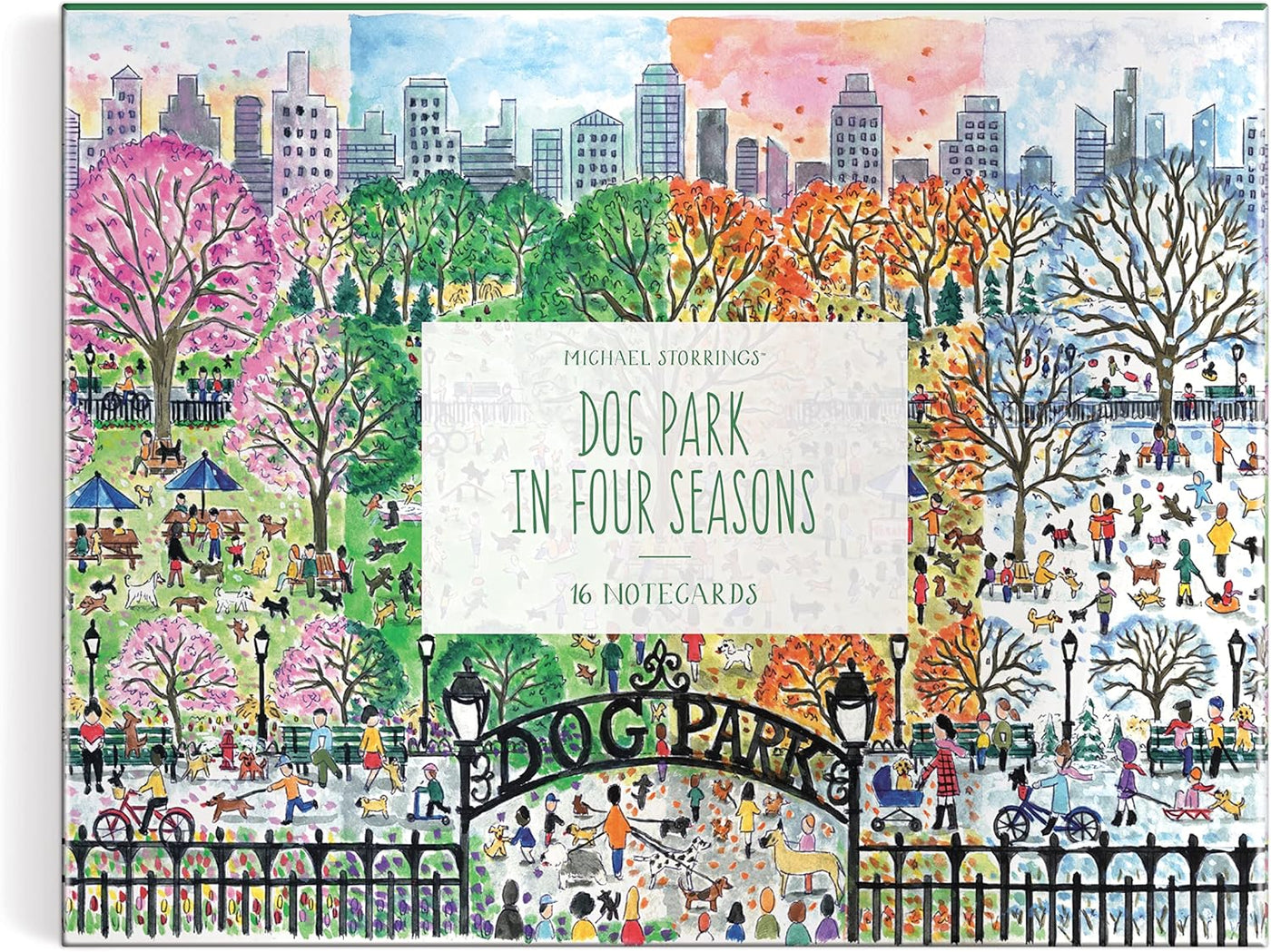 Michael Storrings Dog Park In Four Seasons Notecard Set