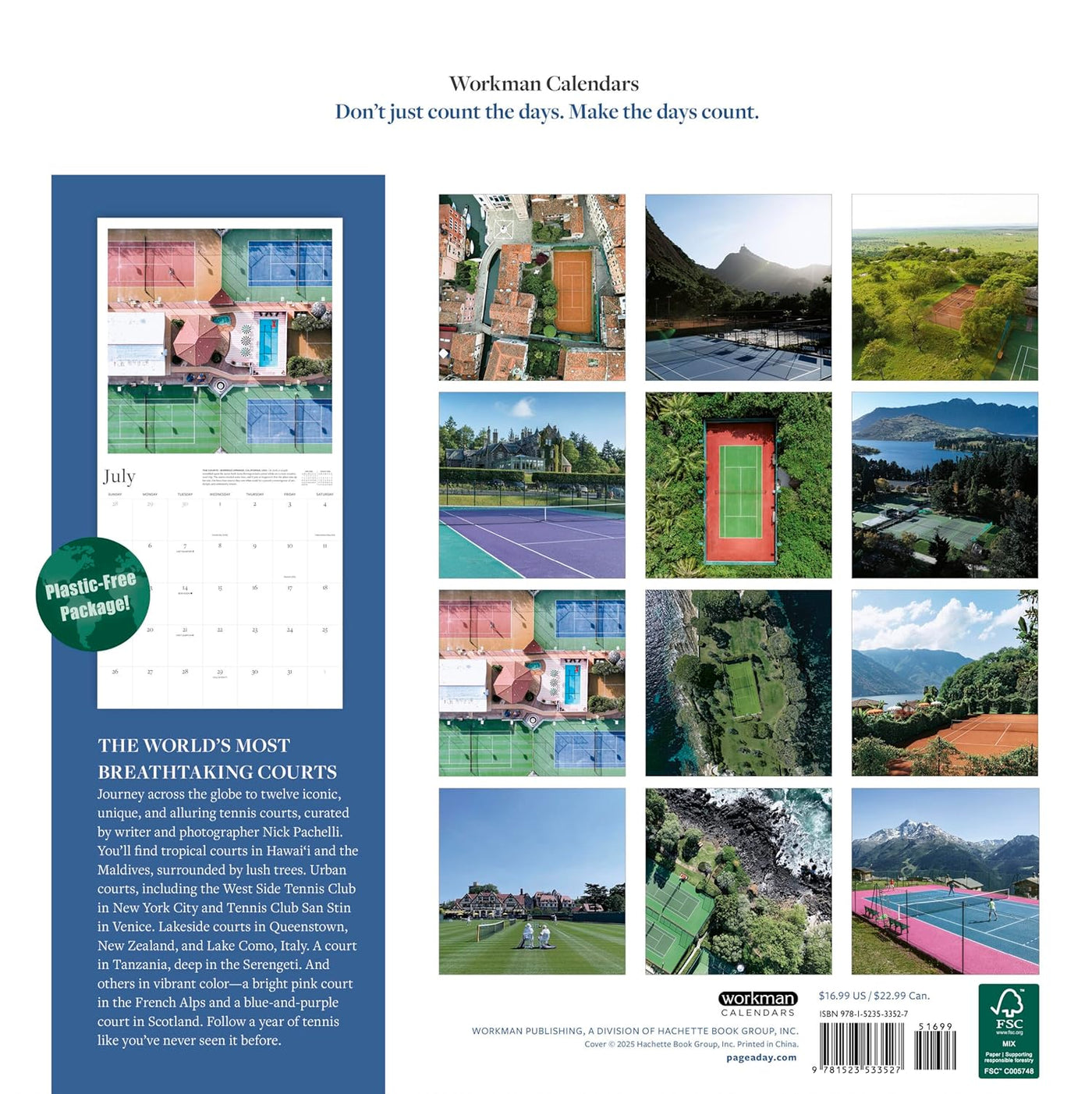 Wall Calendar 2026: Tennis Courts