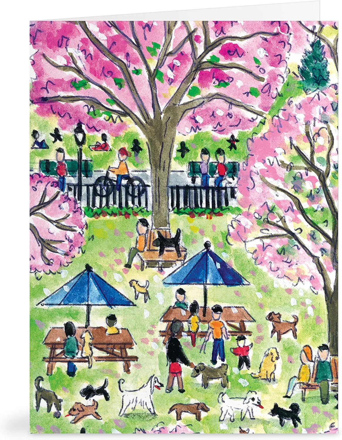 Michael Storrings Dog Park In Four Seasons Notecard Set