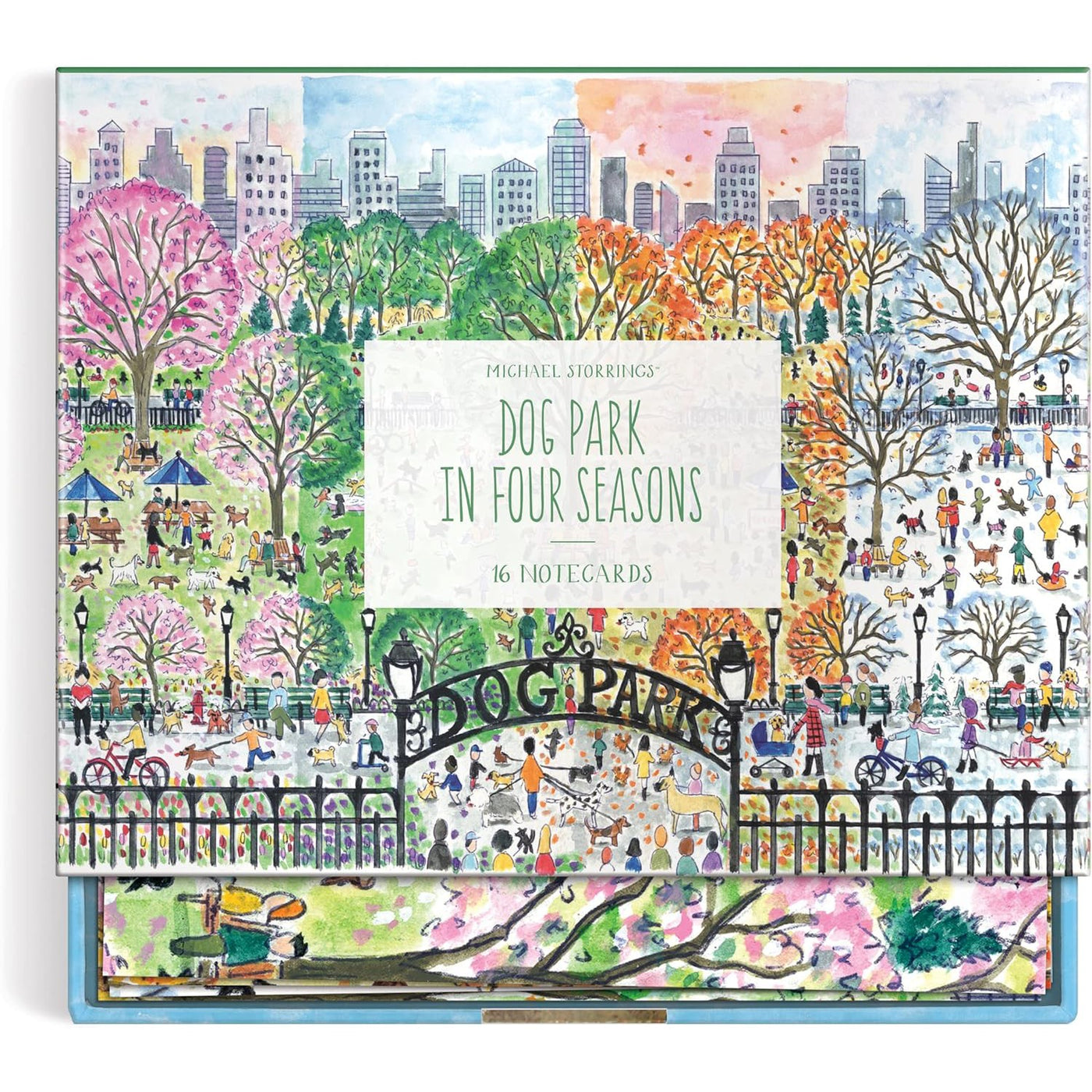 Michael Storrings Dog Park In Four Seasons Notecard Set