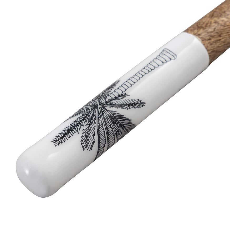 Mango Wood Salad Server Set With Print