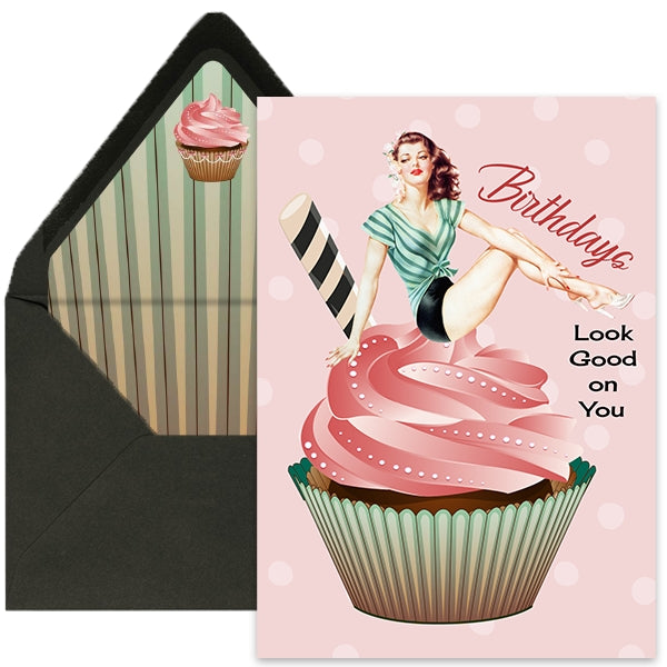 Cupcake Vintage Pin Up Birthday Card
