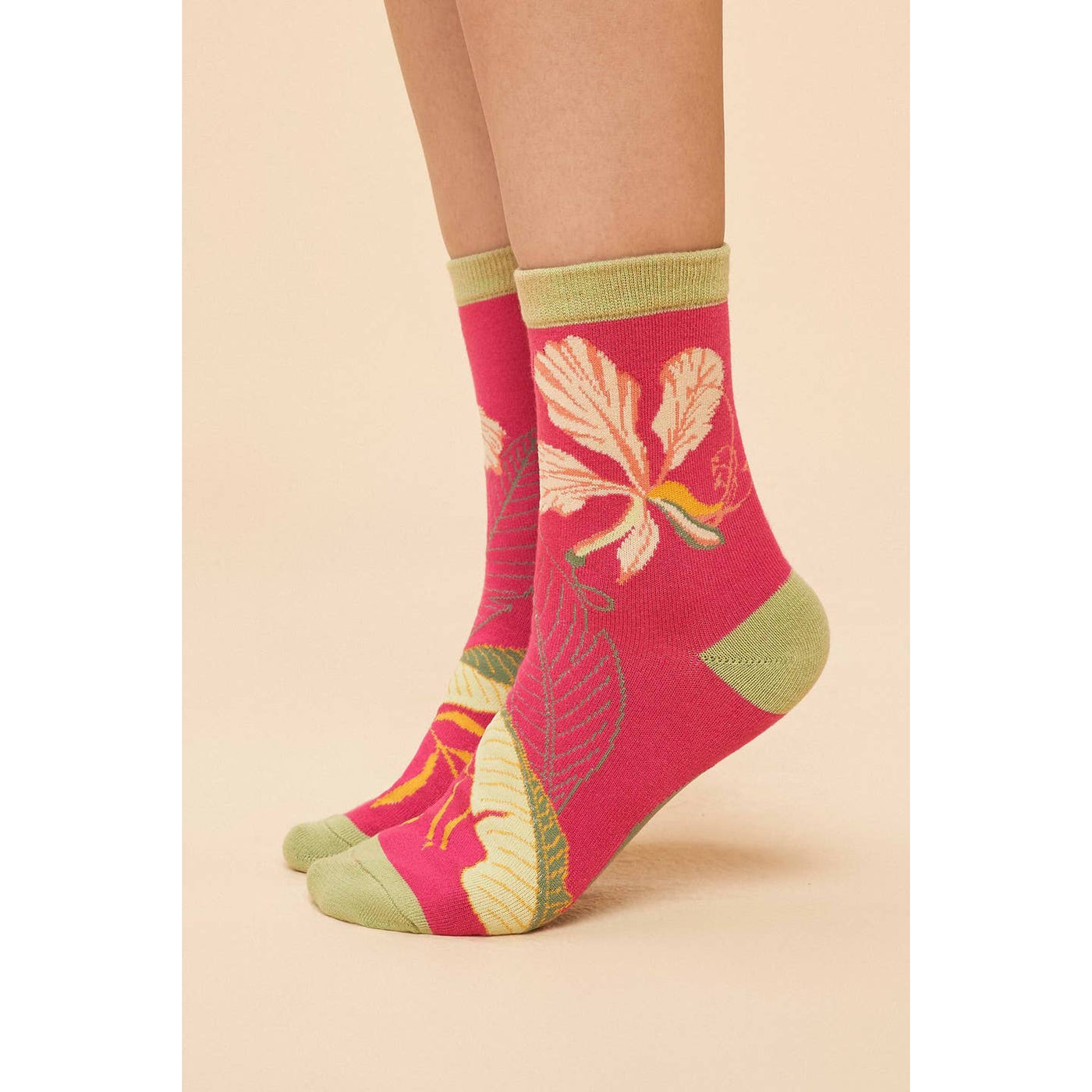 Delicate Dark Rose Tropical Ankle Socks