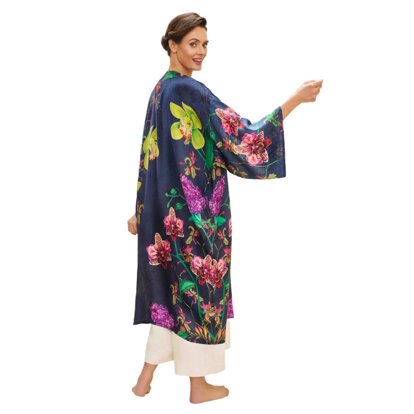 Exotic Evening Kimono Gown - Ink