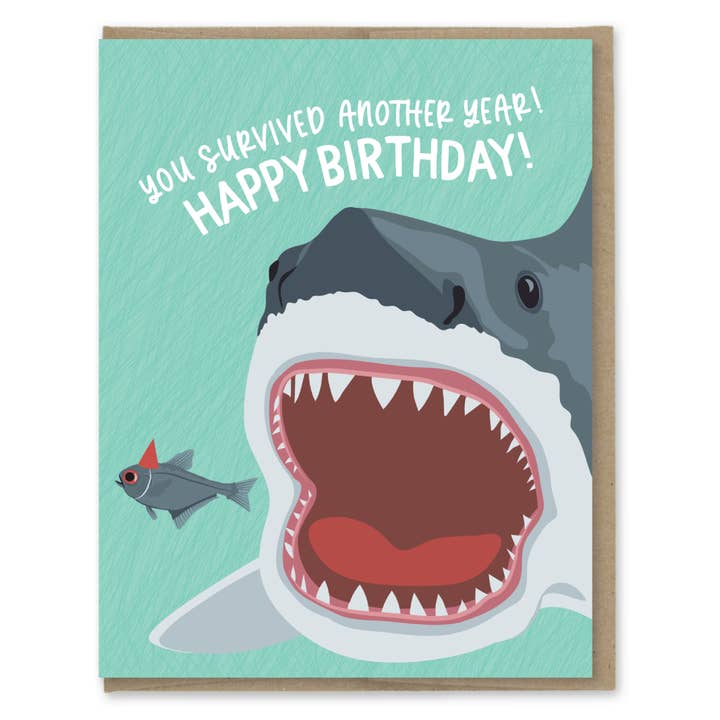 Survived Another Year Shark Jaws Birthday Card - Just Fabulous Palm Springs