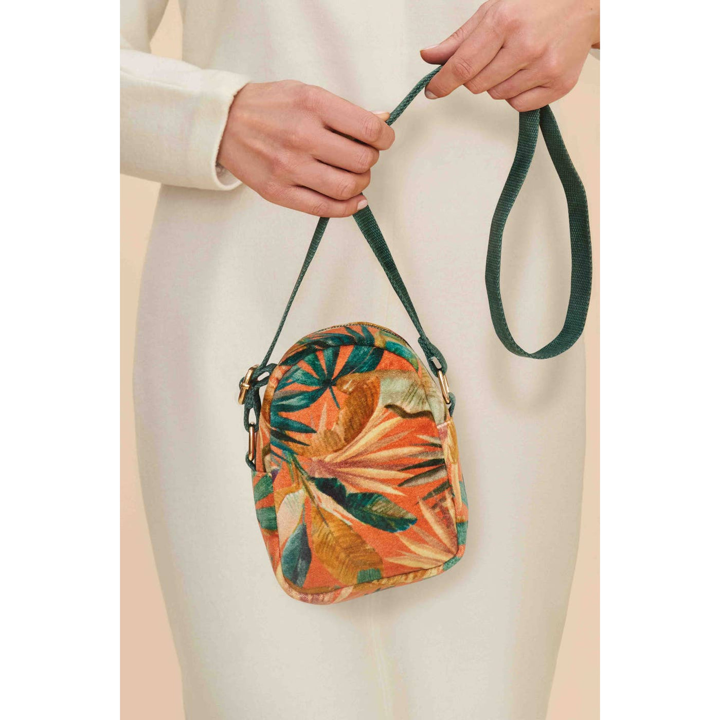 Painted Palms Velvet Crossbody Bag