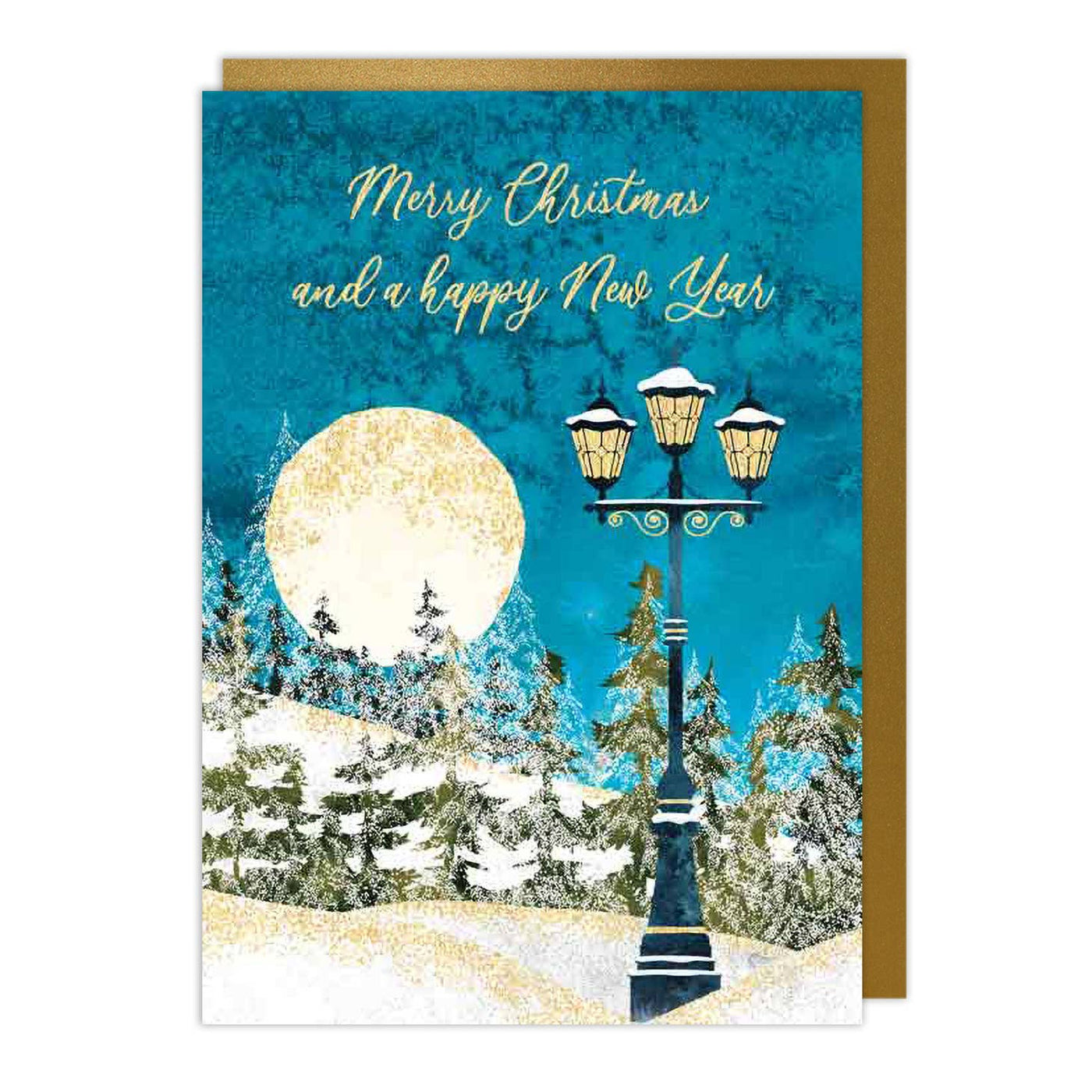 Christmas Trees & Street Lamp Holiday Card